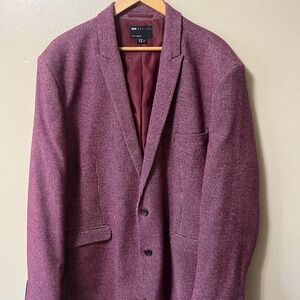 Like New ASOS Men’s Slim Fit Micro Houndstooth Jacket Burgundy 52L